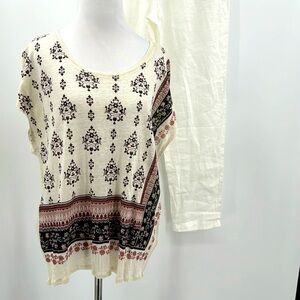 Vince Camuto Linen Boho Top-Size XL